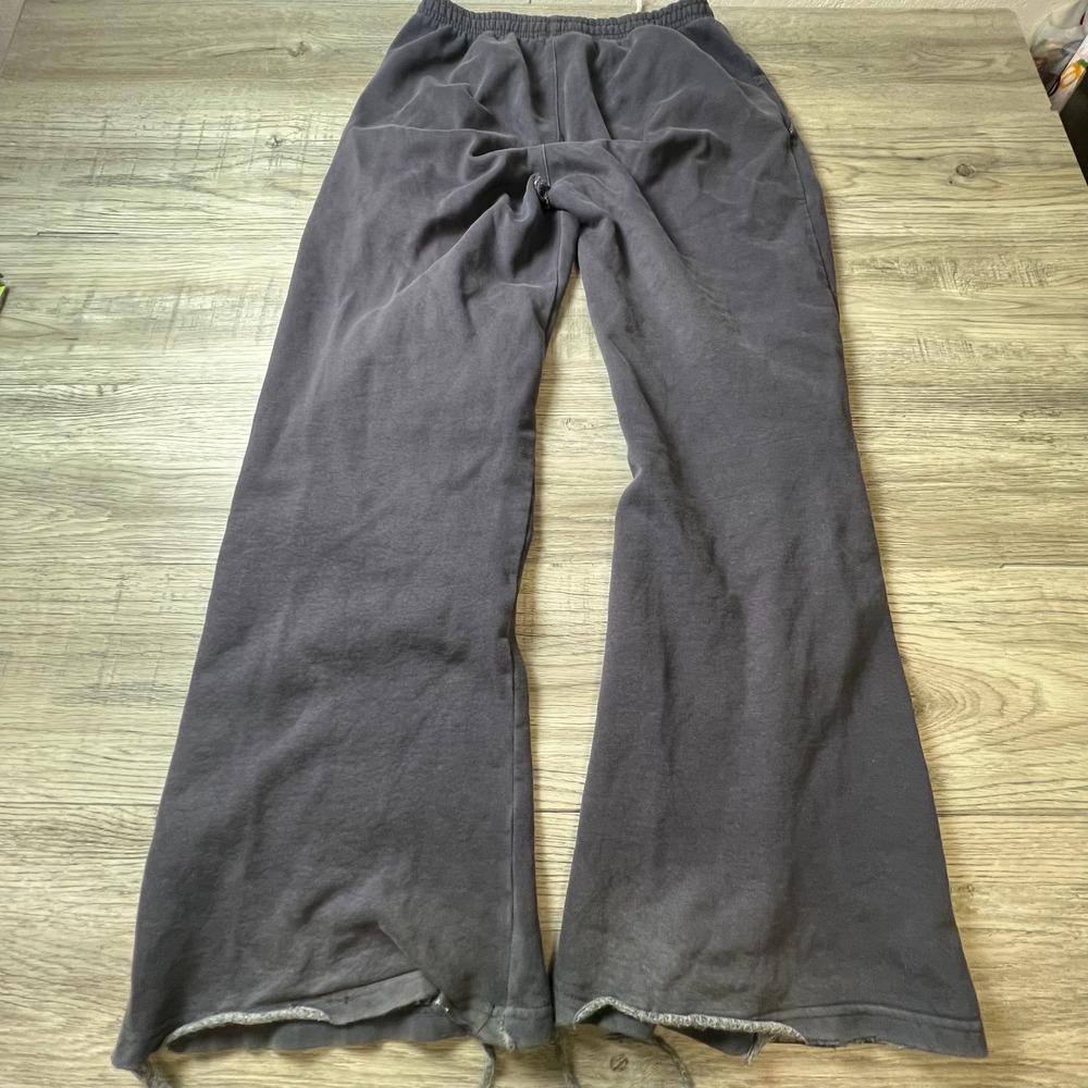 Brandy Melville Sweatpants Womens One Size Charcoal Gray Wide Leg Distressed - Picture 1 of 12